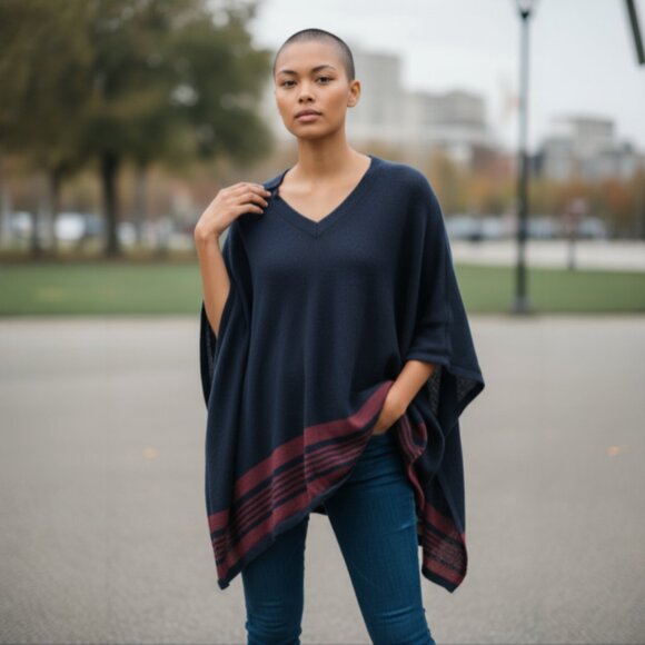 Orvis Sweaters - Orvis marino wool navy poncho EUC